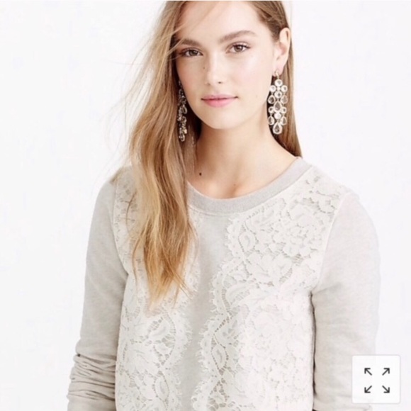 J. Crew lace panel trim crewneck sweatshirt - Picture 3 of 8